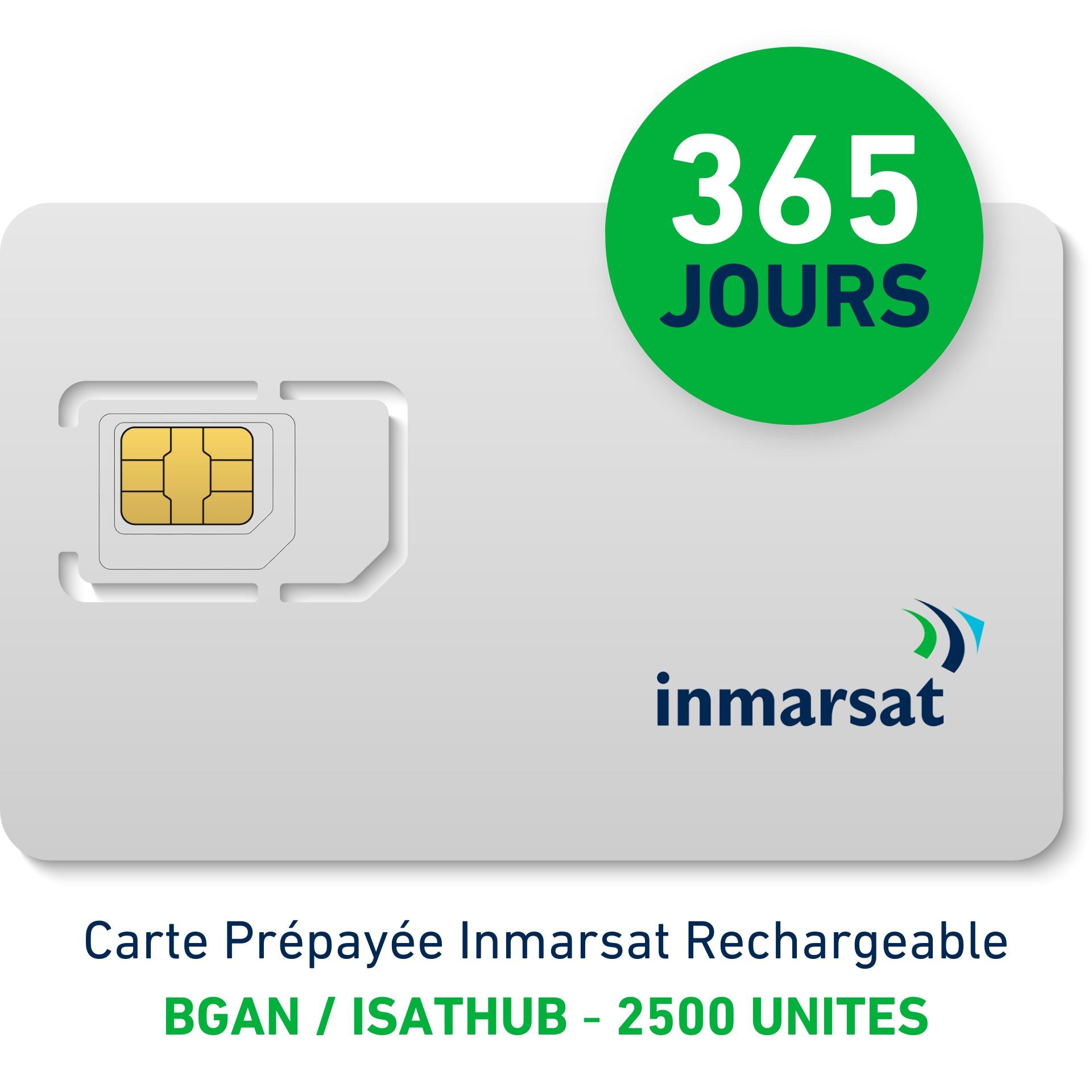 Carte Prépayée INMARSAT Rechargeable BGAN/IsatHub - 2500 UNITES - 365 JOURS