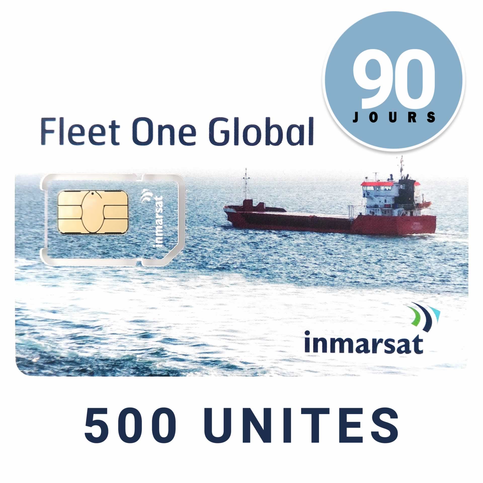 Carte Prépayée INMARSAT Rechargeable GLOBAL FLEET ONE - 500 UNITES - 90 JOURS