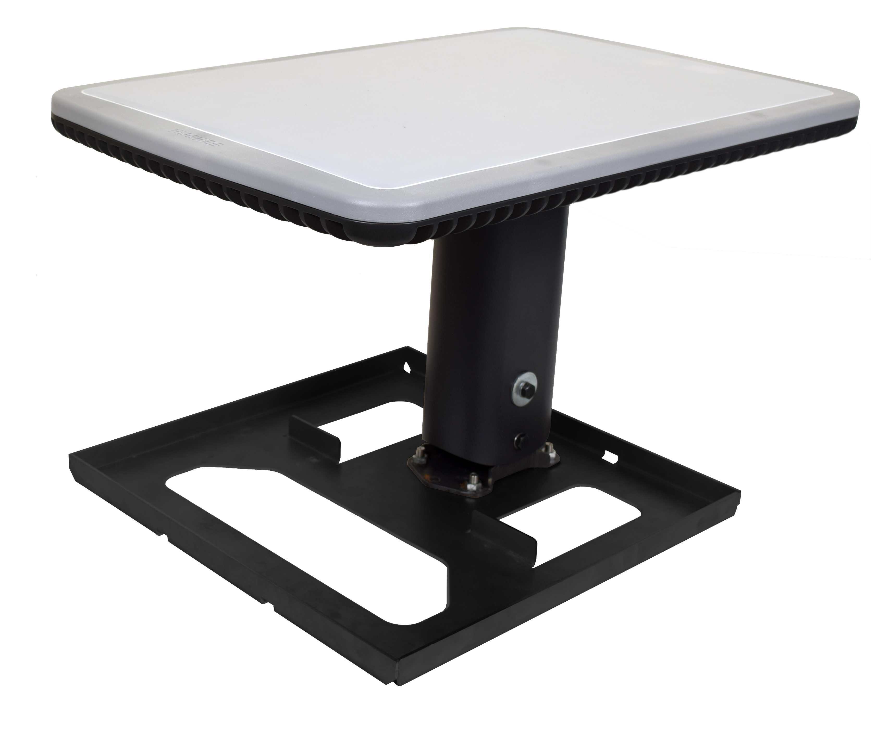 Antenne extérieure (ODU) Hughes HL1100W installée sur un support de montage non pénétrant. Une fixation sécurisée idéale pour les toits plats sans perçage.