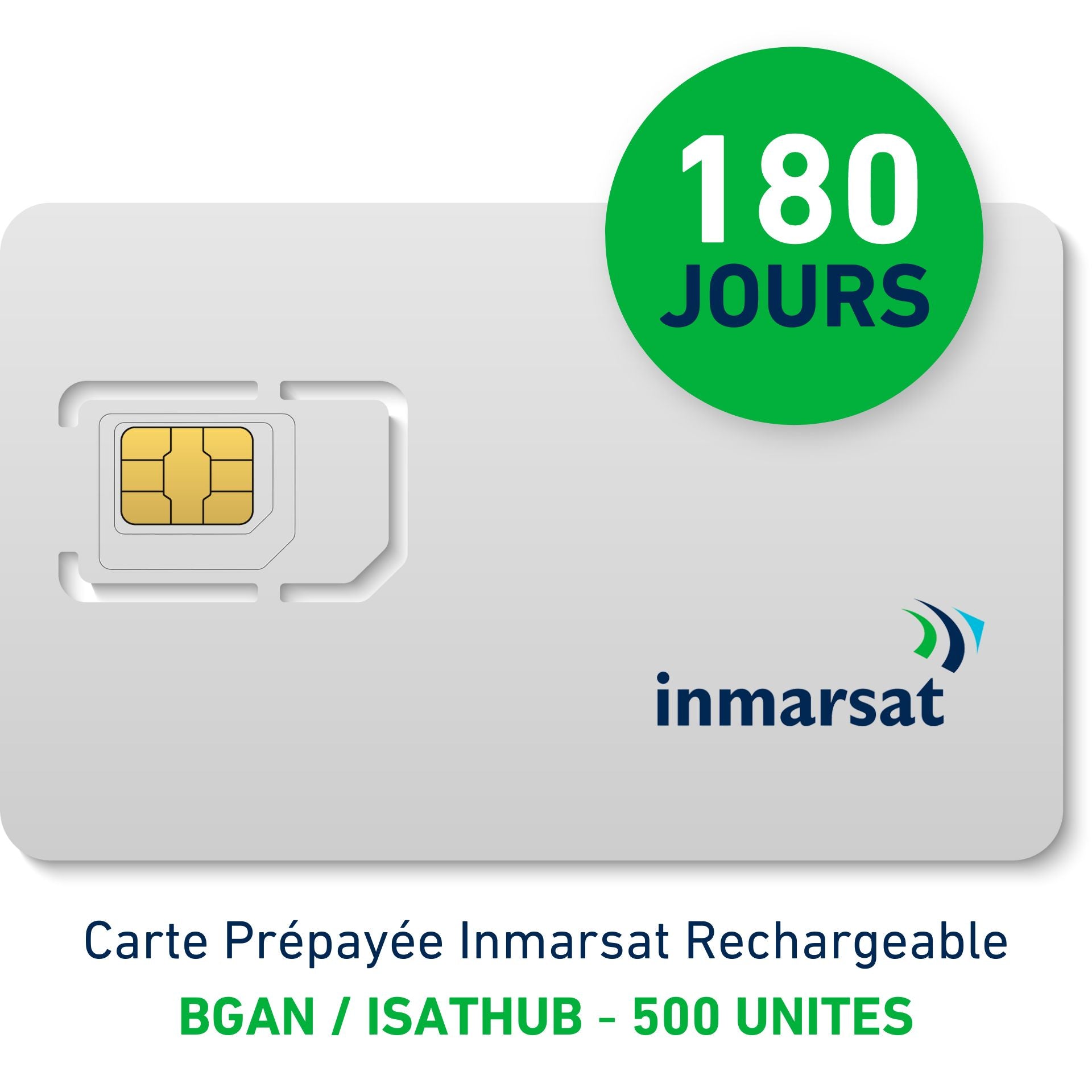 INMARSAT Rechargeable BGAN/IsatHub Prepaid Card - 500 UNITS - 180 DAYS