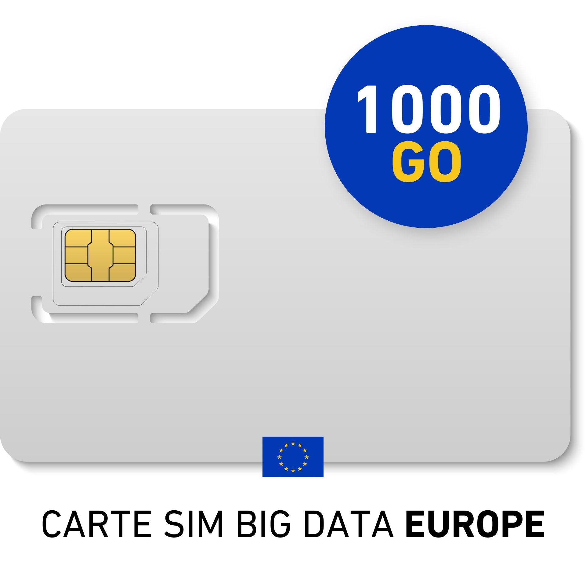 Abonnement mensuel CARTE SIM BIG DATA Europe 1000Go