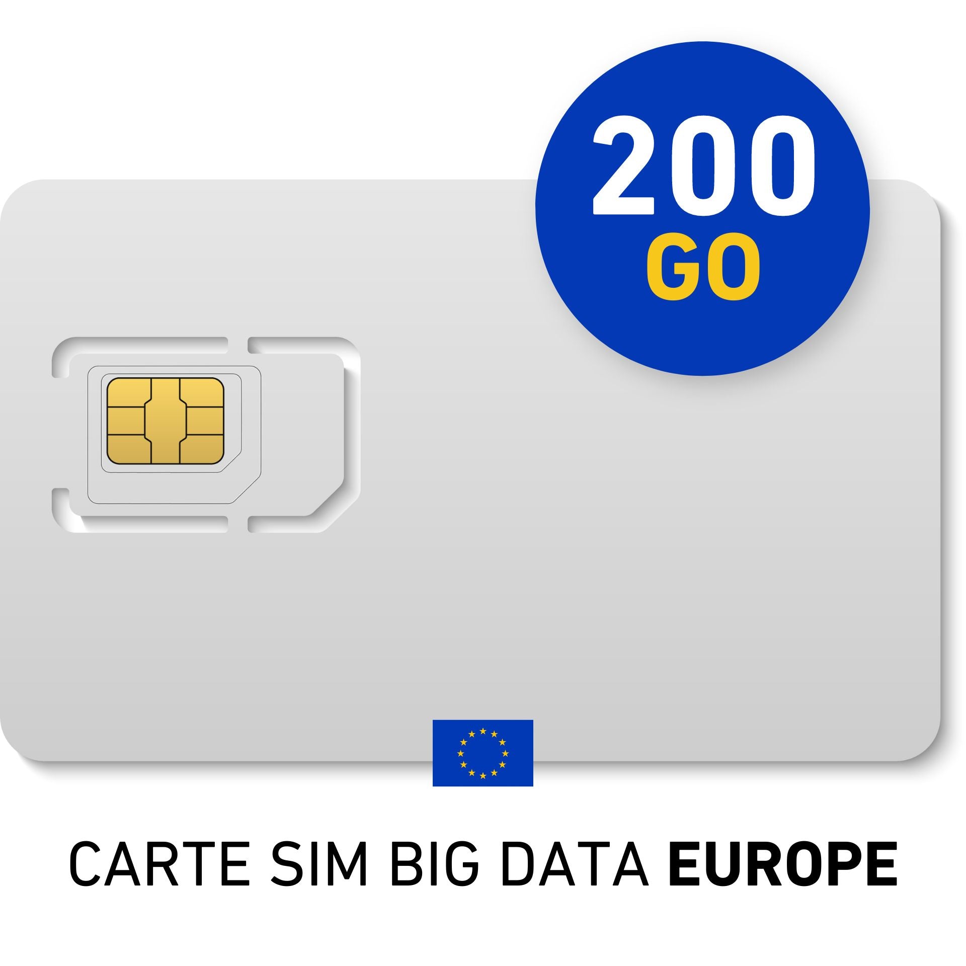 Abono mensual TARJETA SIM Grandes Datos Europa 200Go