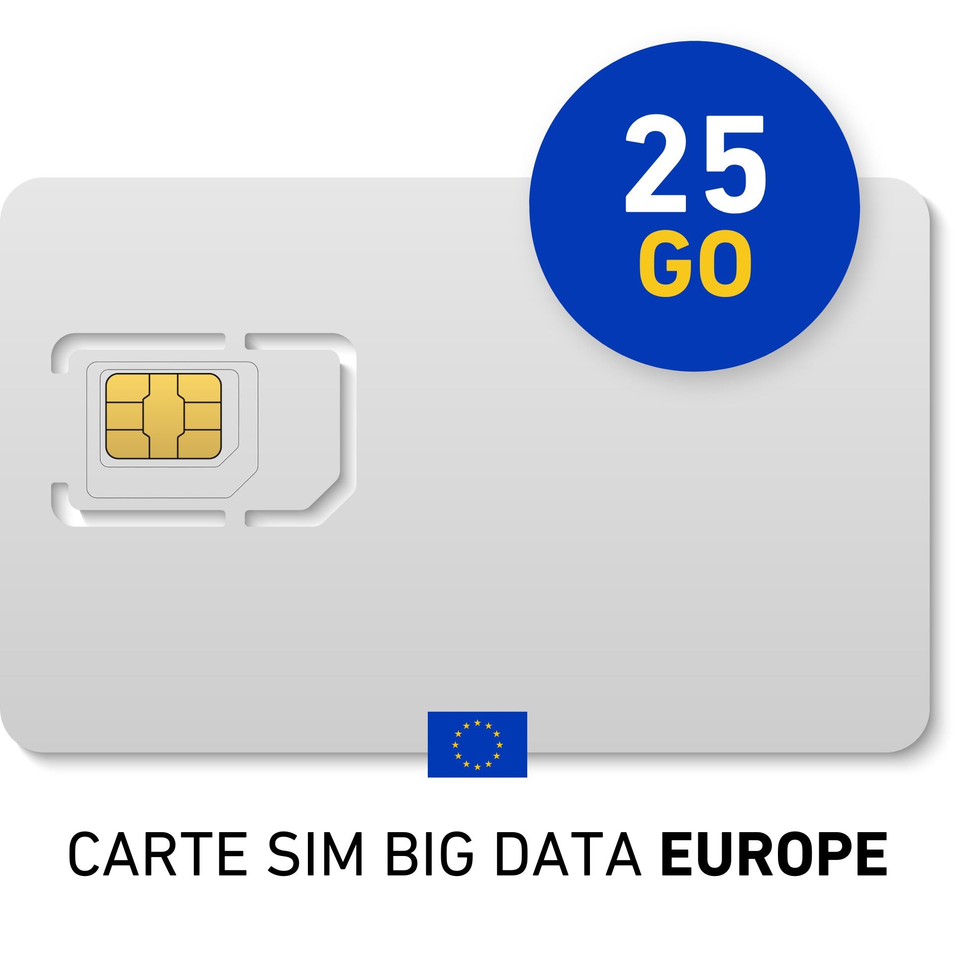 Abonnement mensuel CARTE SIM BIG DATA Europe 25Go