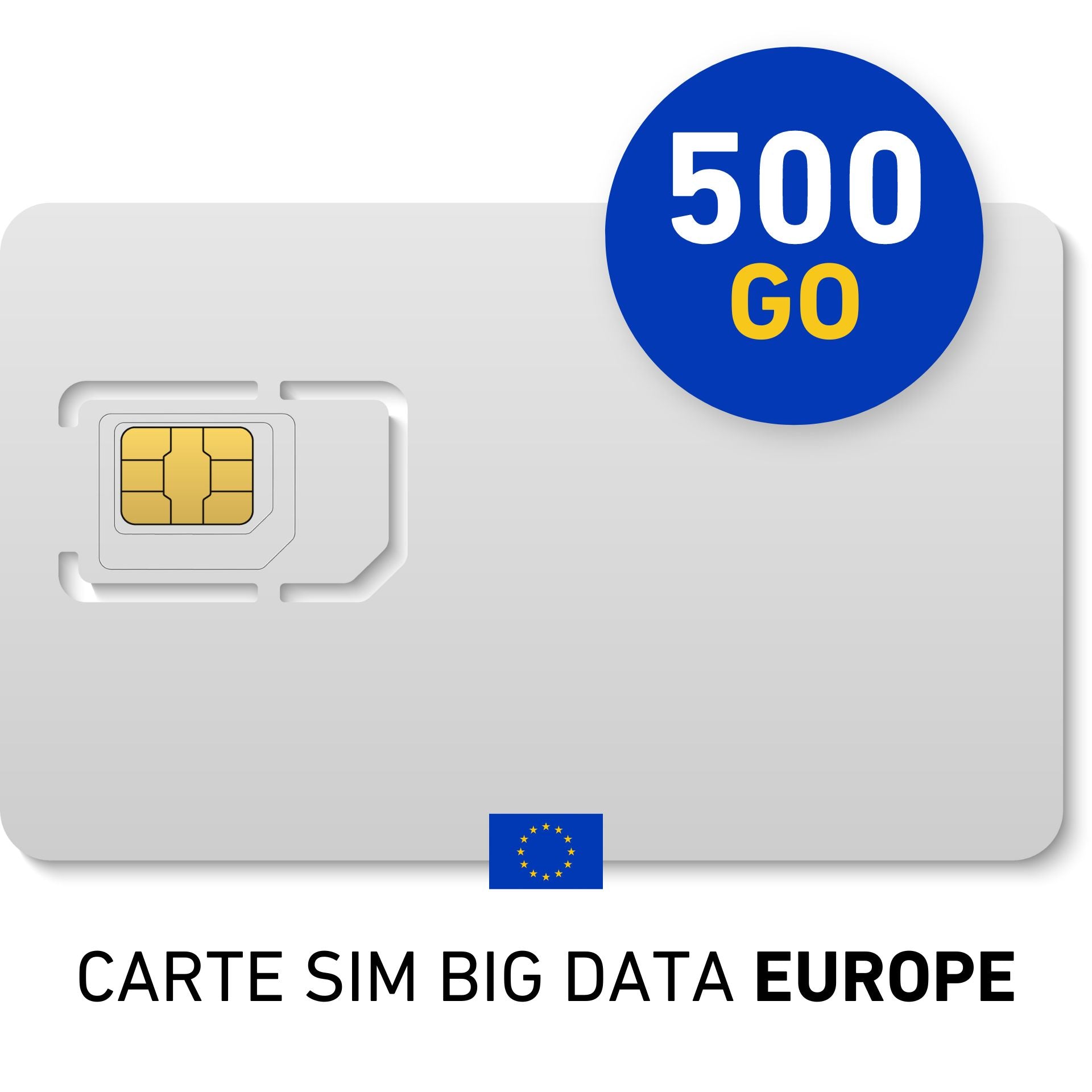 Abonnement mensuel CARTE SIM BIG DATA Europe 500Go