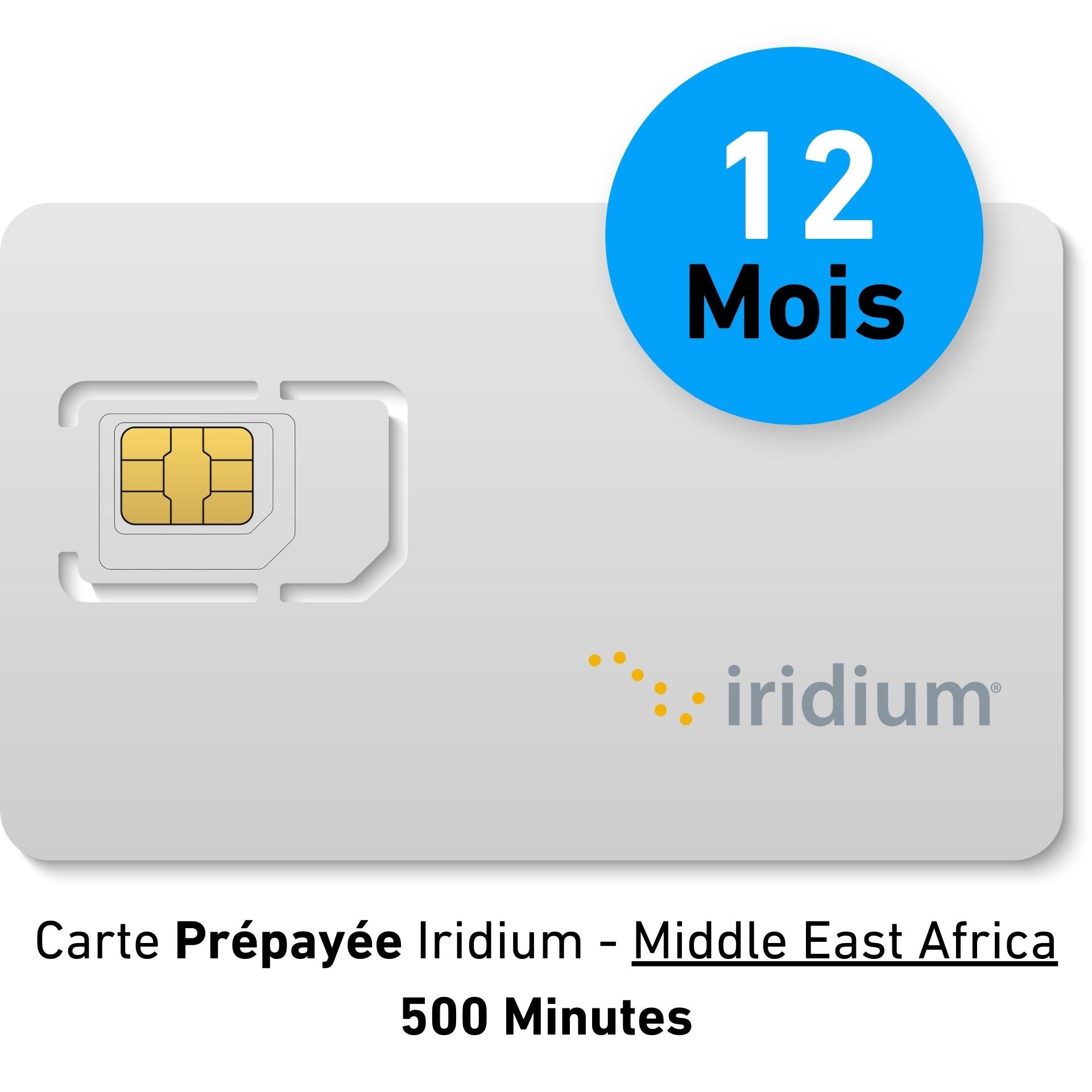 Carte Prépayée IRIDIUM - Middle East Africa - 500 min - 12 MOIS