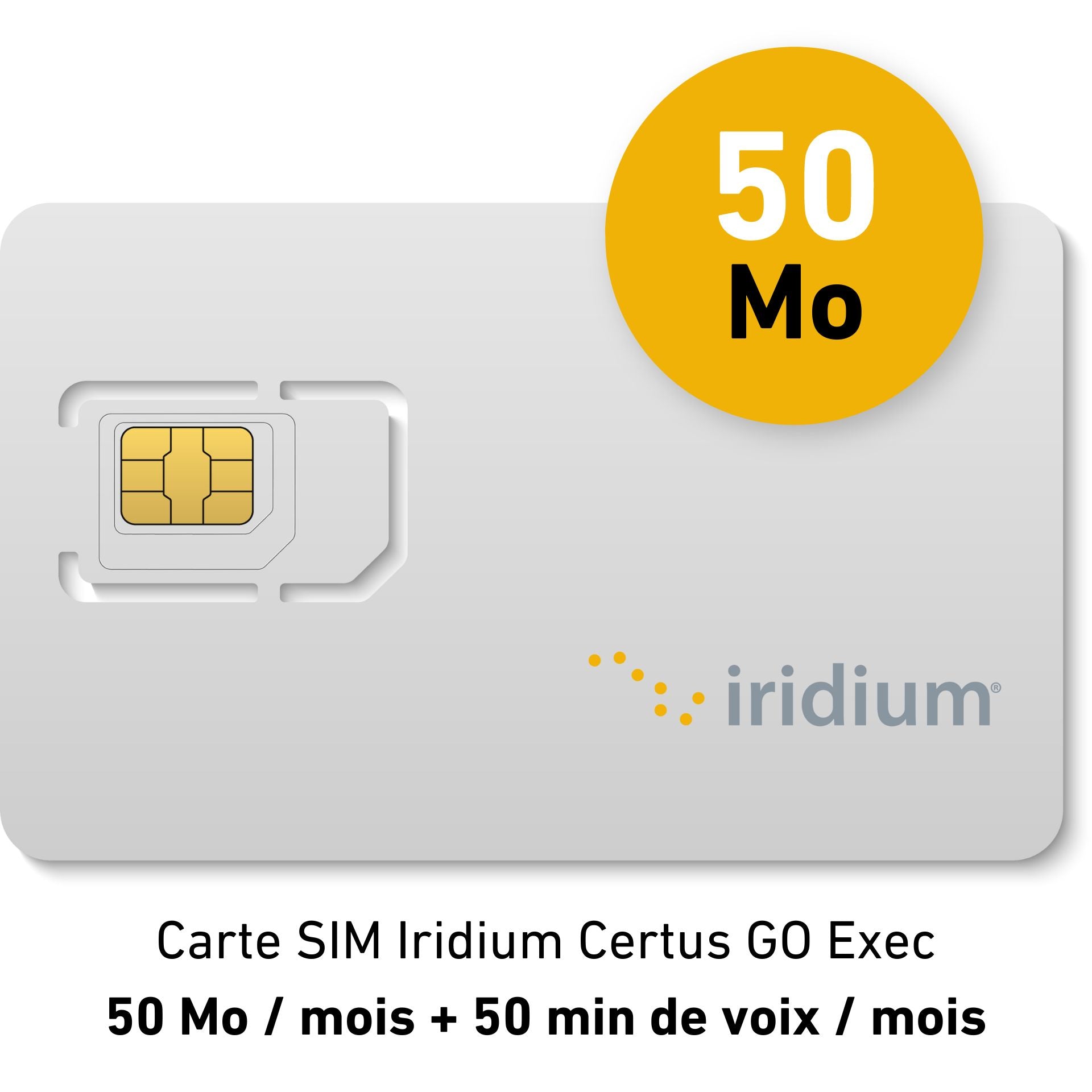 Iridium Certus GO Exec Suscripción Mensual Placer - 50MB/mes - datos duplicados + 50 mins voz