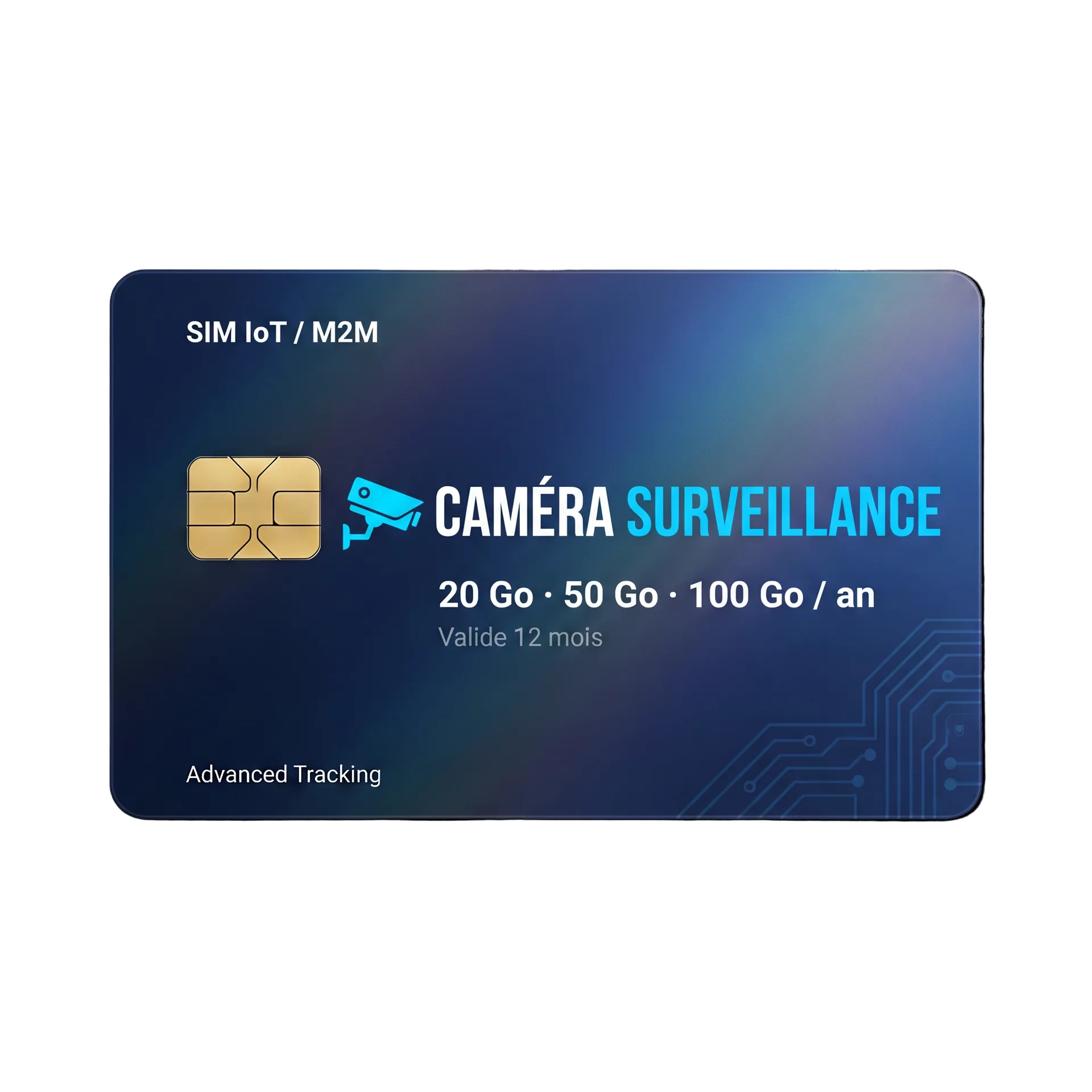 Carte SIM IoT M2M Caméra de Surveillance — Forfaits annuels 20 Go, 50 Go et 100 Go, valide 12 mois — Advanced Tracking