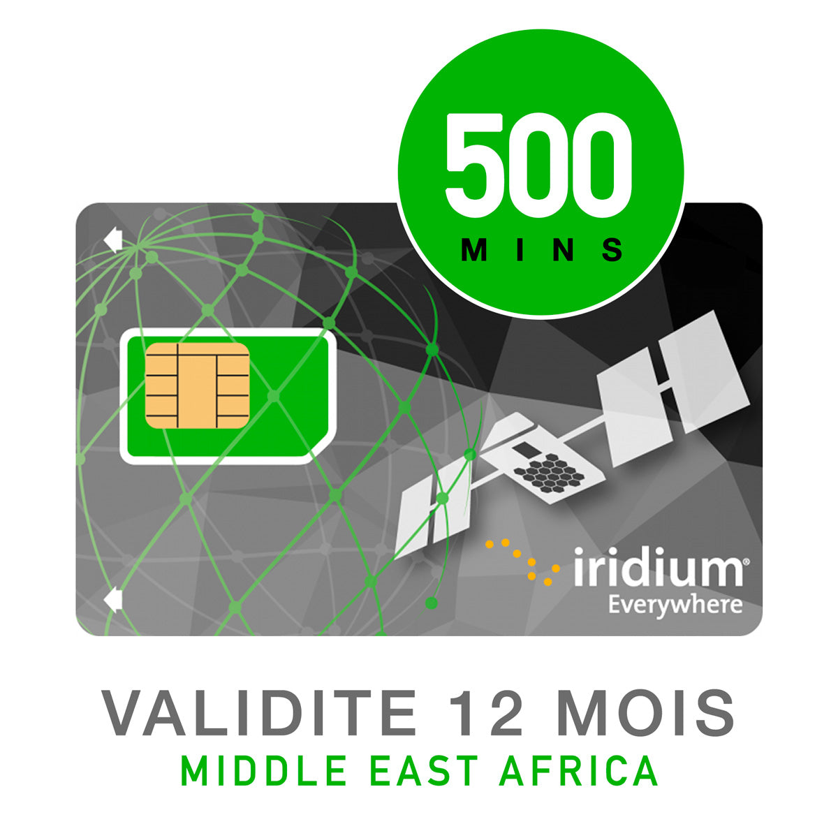 Carte Prépayée IRIDIUM - Middle East Africa - 500 min - 12 MOIS